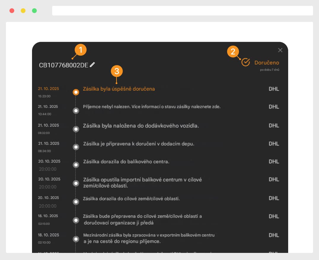 Sledování doručení