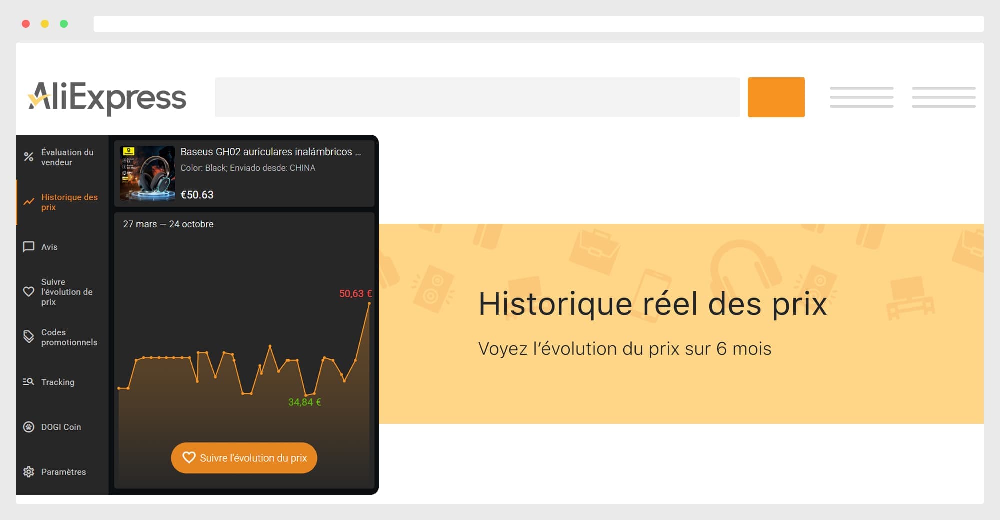 AliHelper surveille les prix pour vous permettre de faire de bonnes affaires !