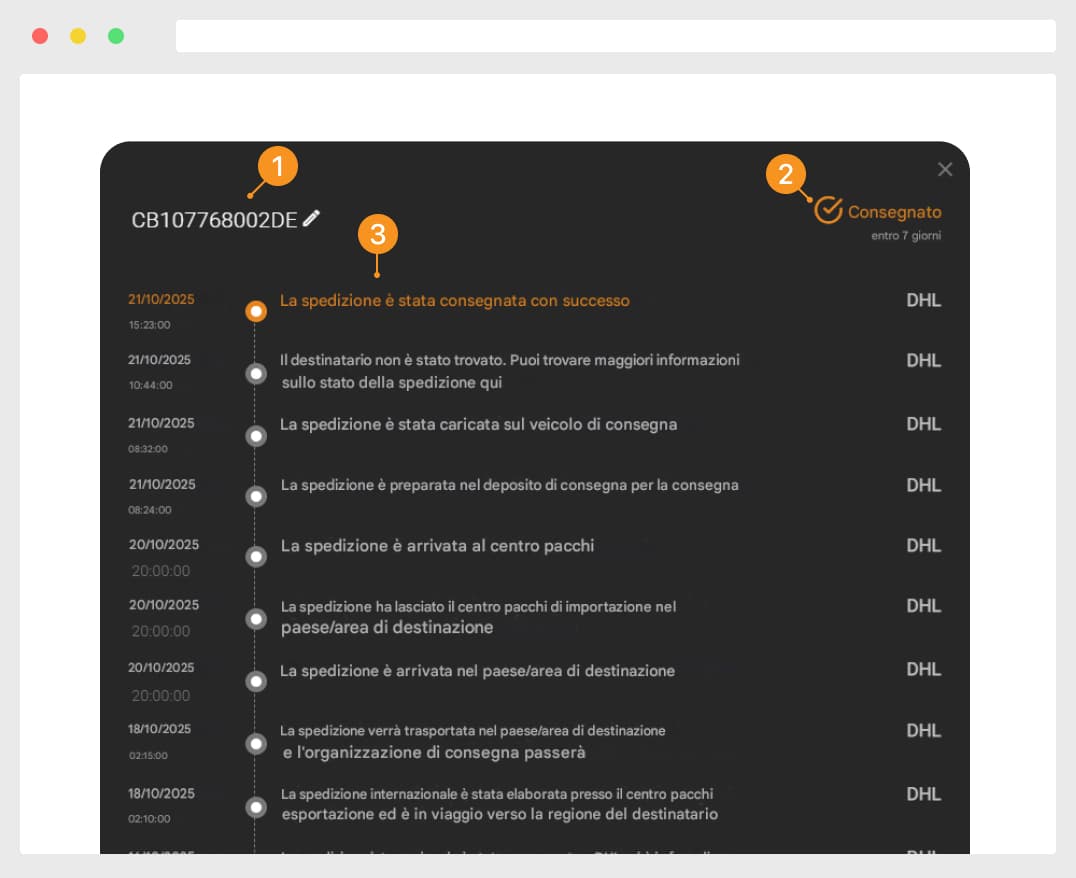 Tracciabilità della consegna