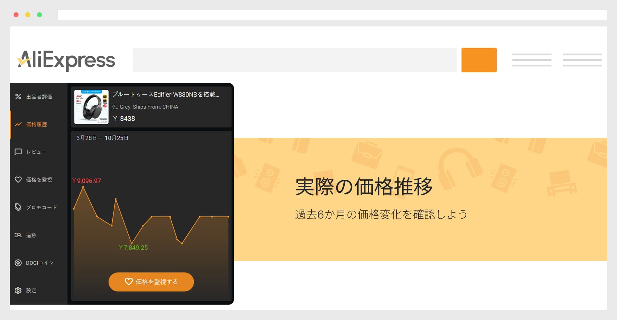 価格変動の履歴