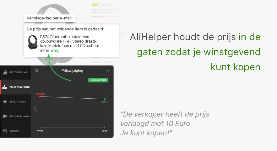 AliHelper houdt de prijs in de gaten voor koopjes!