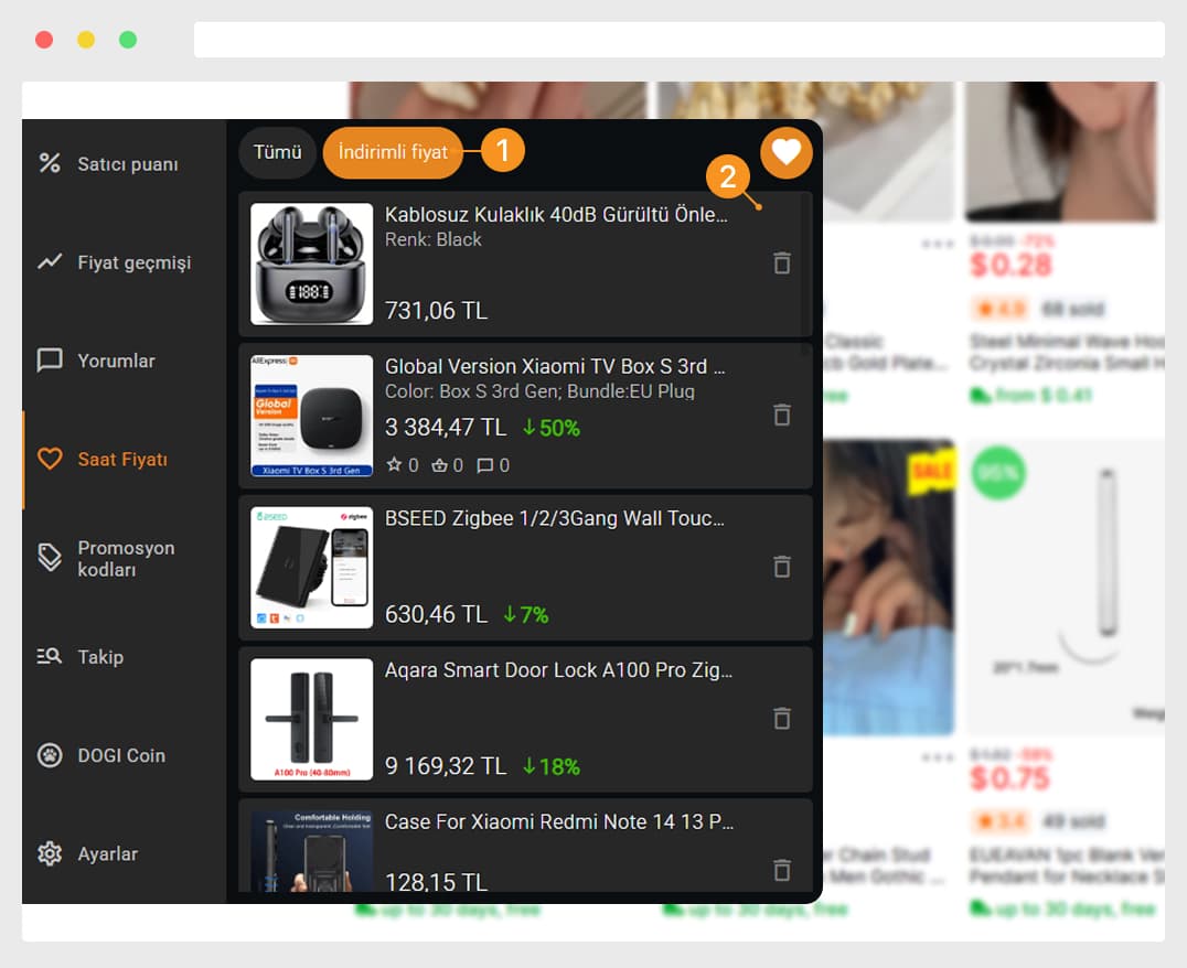 Fiyatları kontrol edin