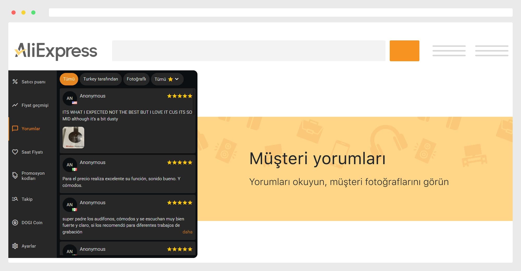 AliHelper satıcının sorunlu olup olmadığını size söyleyecektir